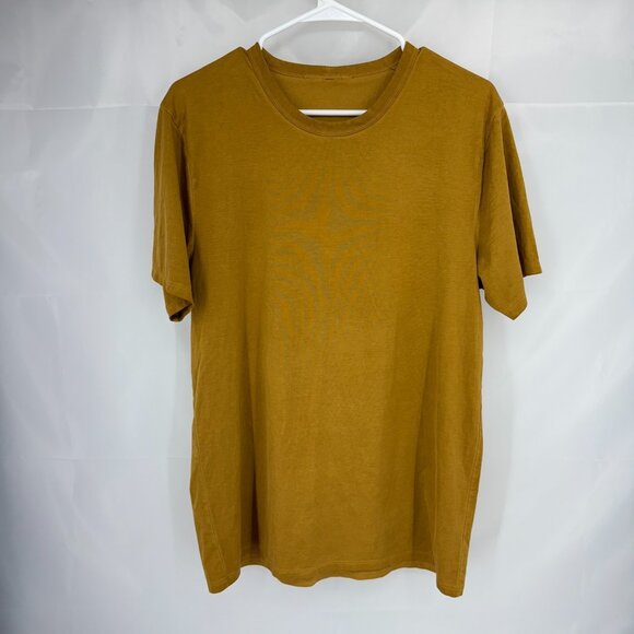 Lululemon Tops - Lululemon Women 12 All Yours Cotton T Shirt Mustard Gold Crew Neck Pullover Top